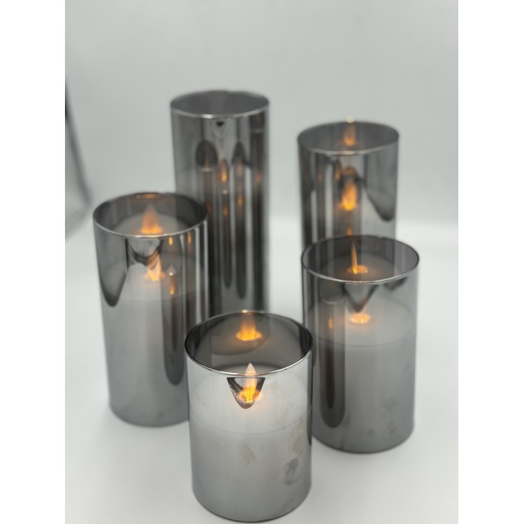 ŚWIECA LED KOLOR SZARY