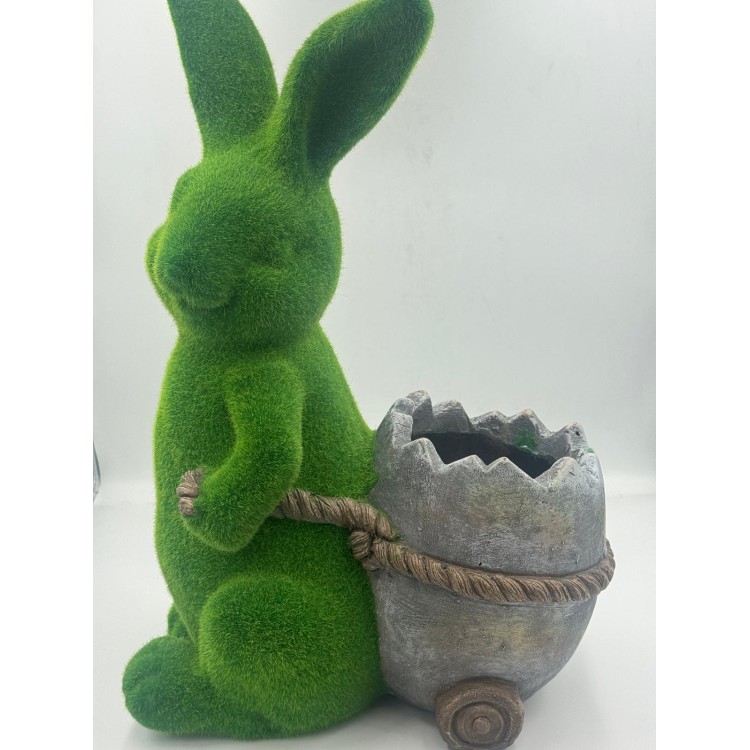 ZAJĄC FLEKOWANY ZIELONY DUŻY Z TACZKĄ