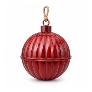 KULA DEKORACYJNA METALOWA CZERWONA M 20CM